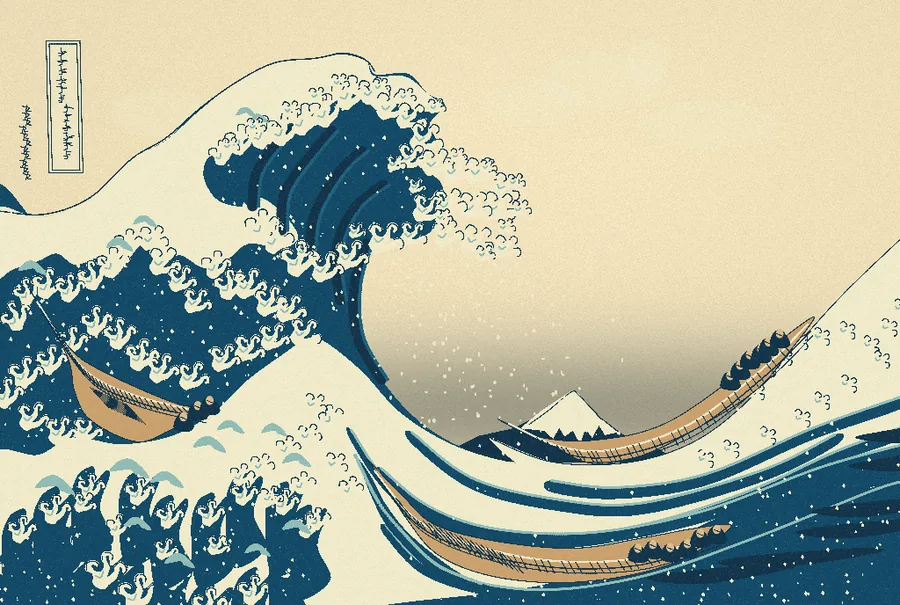 GPT-6.1 Sol's painting of the Great Wave at low