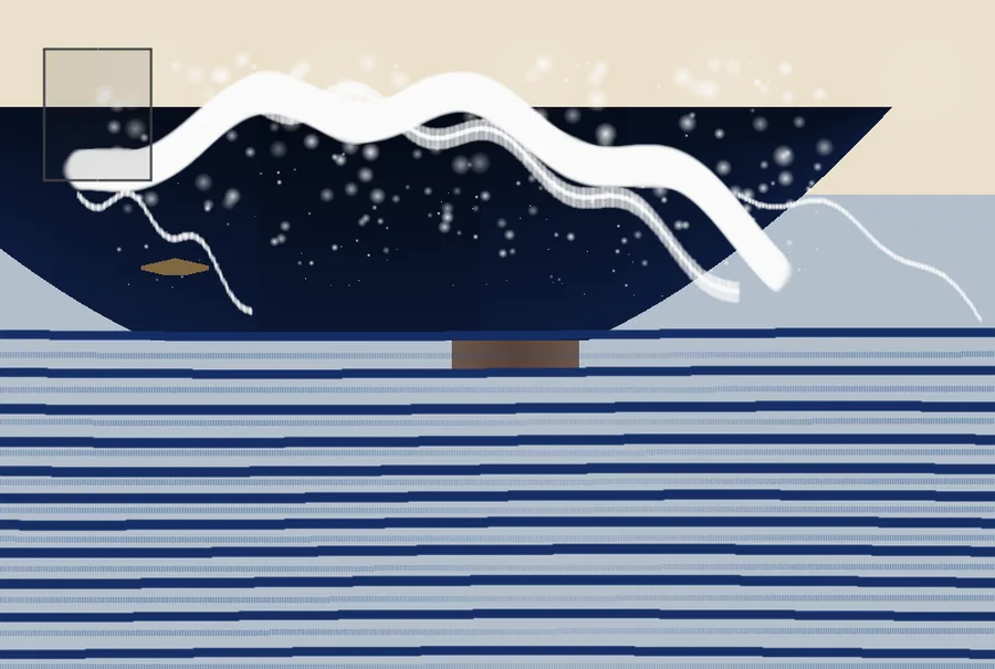 Haiku 4.5's attempt: a dark band, a white squiggle and stripes, no wave