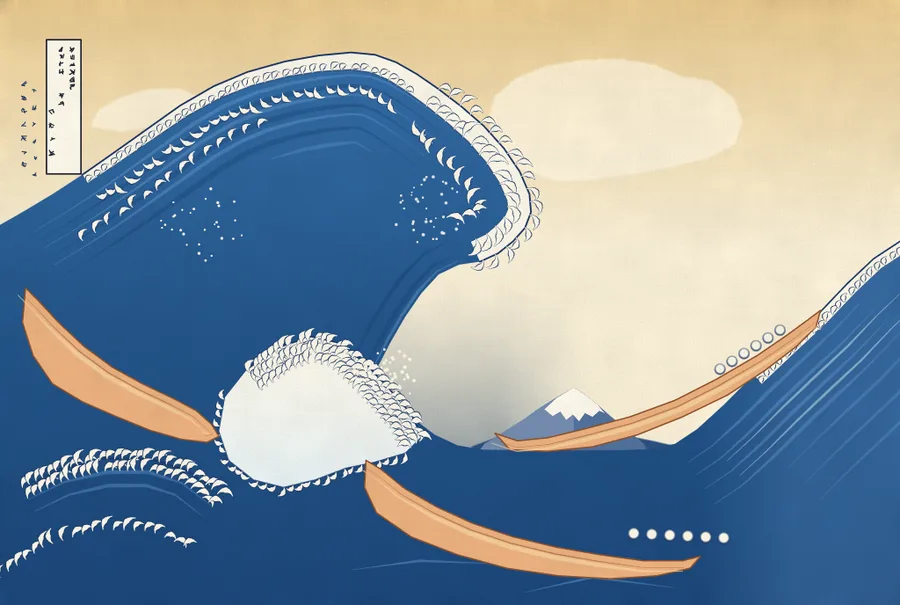 Haiku 5.5's painting of the Great Wave