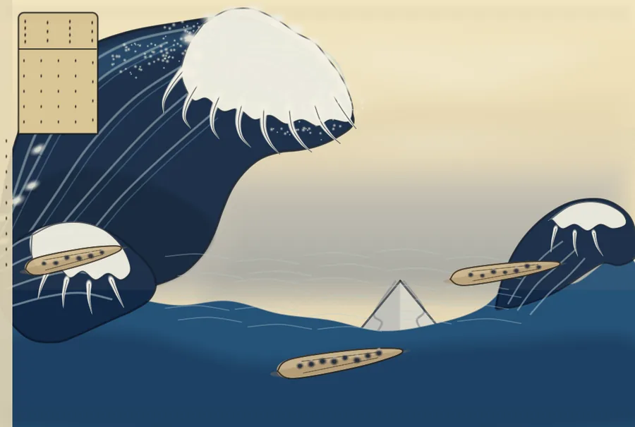 Sonnet 5's painting of the Great Wave
